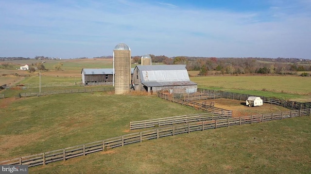 drone / aerial view featuring a rural view