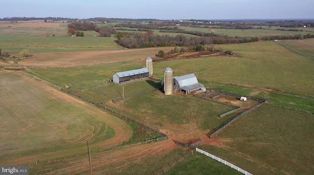 drone / aerial view with a rural view