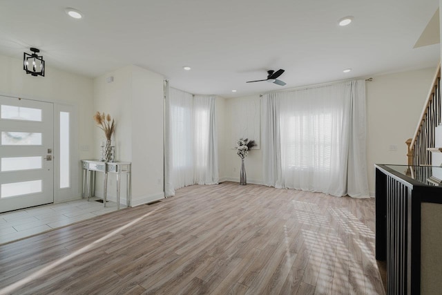 728 Mason St, Dayton, VA 22821 - foyer entrance featuring plenty of natural light, wood finished floors, a ceiling fan, and recessed lighting