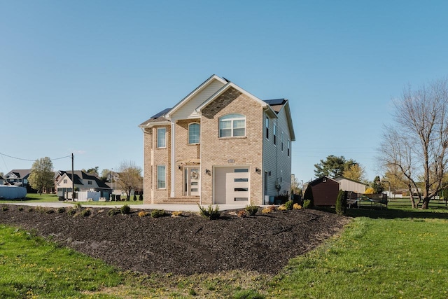 728 Mason St, Dayton, VA 22821 - view of front of house featuring brick siding, an attached garage, and a front yard