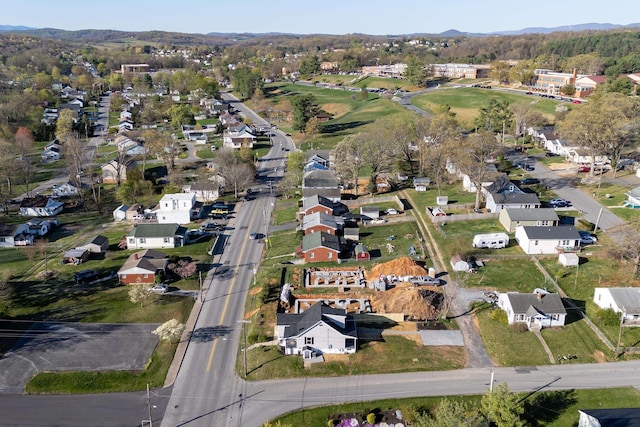 bird's eye view featuring a residential view and a mountain view