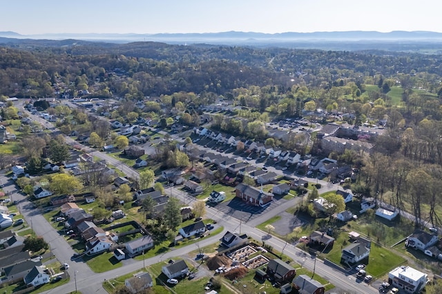 bird's eye view with a mountain view
