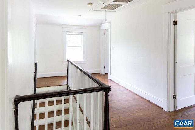 2201 Stadium Rd, Charlottesville, VA 22903 - stairs featuring wood finished floors and attic access