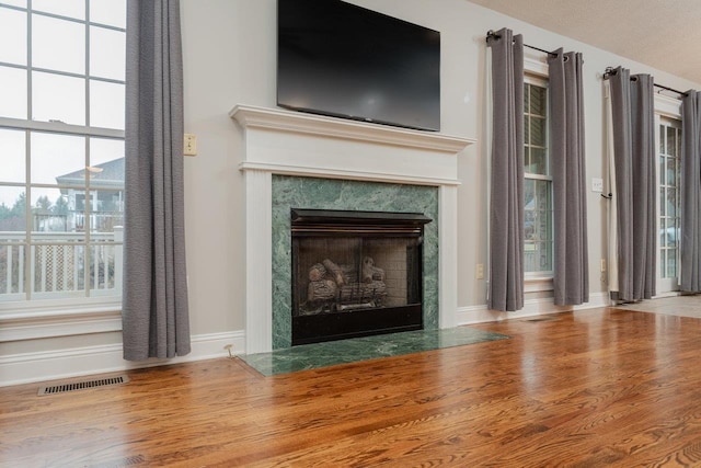 room details featuring a premium fireplace