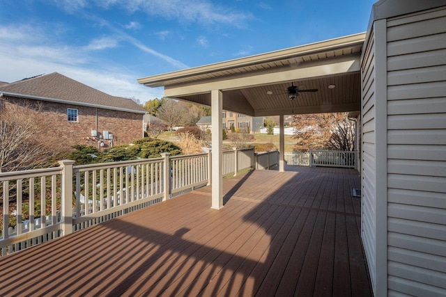 wooden terrace with ceiling fan