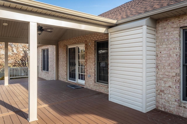 deck featuring ceiling fan