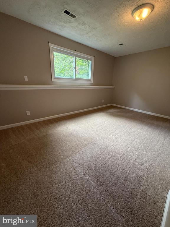 11503 Wilderness Park Dr, Spotsylvania, VA 22551 - spare room featuring a textured ceiling, carpet floors, and baseboards
