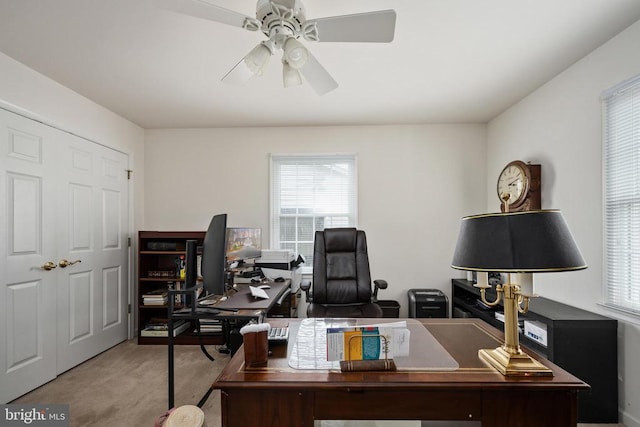 604 Mt Pleasant Dr, Locust Grove, VA 22508 - office area featuring ceiling fan and carpet