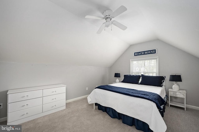 604 Mt Pleasant Dr, Locust Grove, VA 22508 - bedroom with ceiling fan, lofted ceiling, carpet flooring, and baseboards