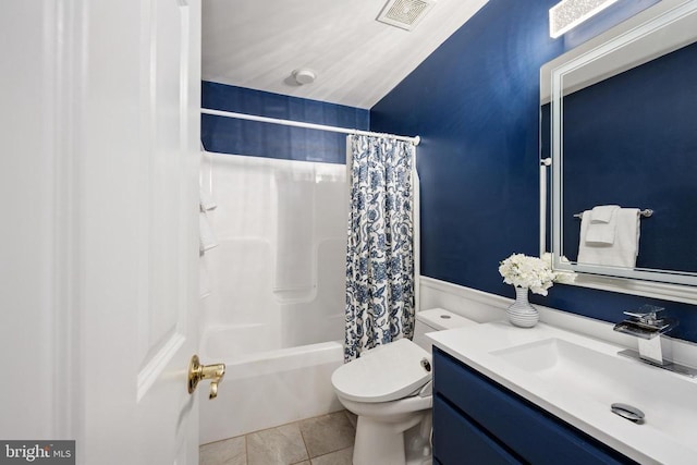 604 Mt Pleasant Dr, Locust Grove, VA 22508 - bathroom featuring shower / bath combination with curtain, toilet, visible vents, and vanity