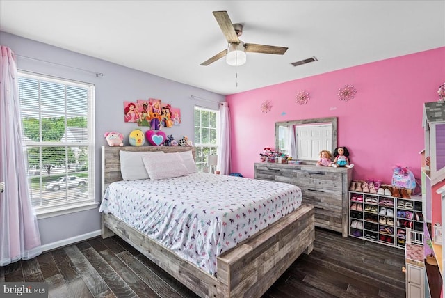 6915 Yeoman Ct, Fredericksburg, VA 22407 - bedroom with dark wood finished floors, baseboards, and ceiling fan