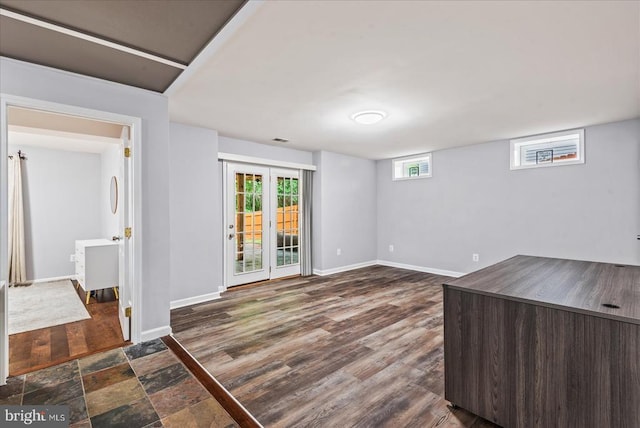 6915 Yeoman Ct, Fredericksburg, VA 22407 - unfurnished living room featuring dark wood-style floors and baseboards