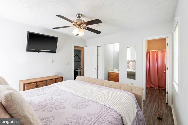 301 Charles St, Gordonsville, VA 22942 - bedroom with wood finished floors, a spacious closet, a closet, ceiling fan, and a textured ceiling