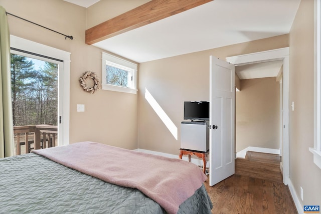 1481 Red Bird Dr, Stanardsville, VA 22973 - bedroom featuring wood finished floors, access to outside, baseboards, and multiple windows