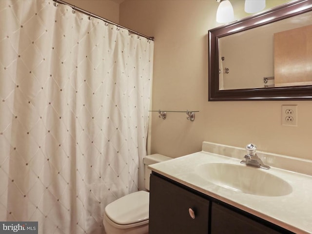  - bathroom with vanity and curtained shower