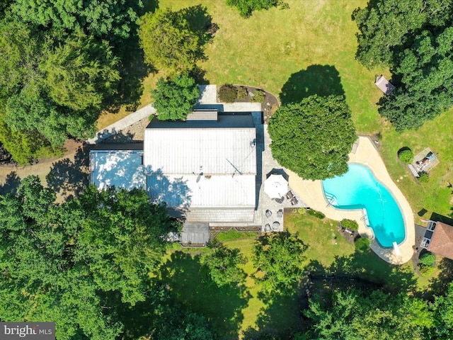  - drone / aerial view of a pool