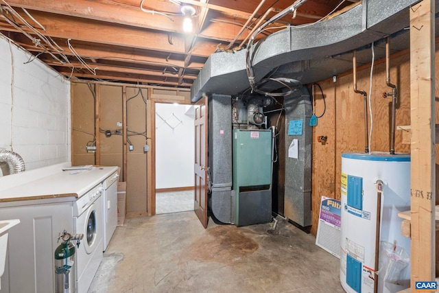 411 Westmoreland Ct, Charlottesville, VA 22901 - unfinished below grade area with water heater, separate washer and dryer, and heating unit