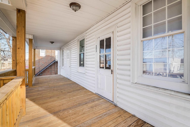 wooden terrace with covered porch