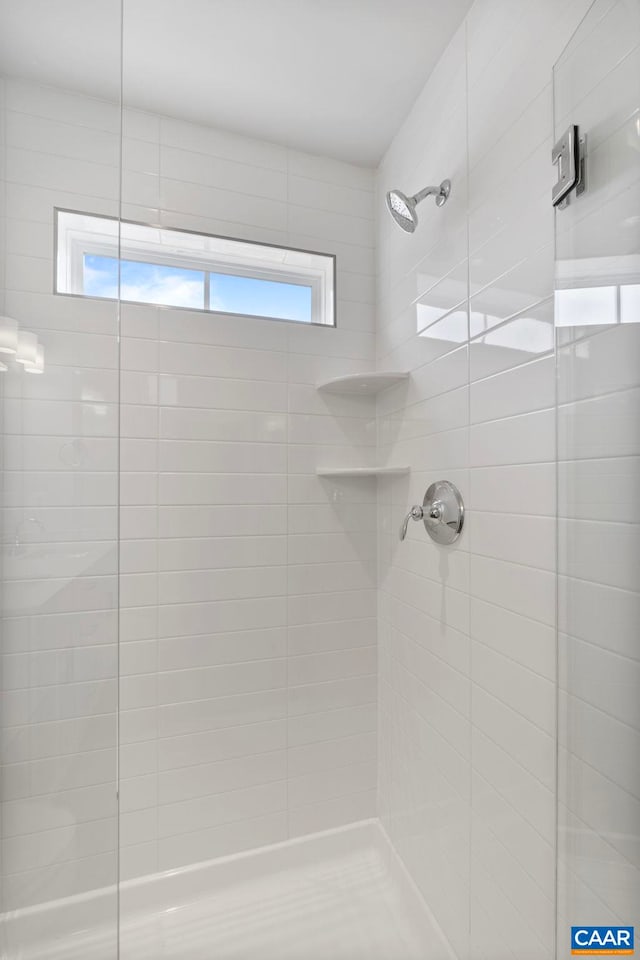 full bathroom with plenty of natural light and a shower stall