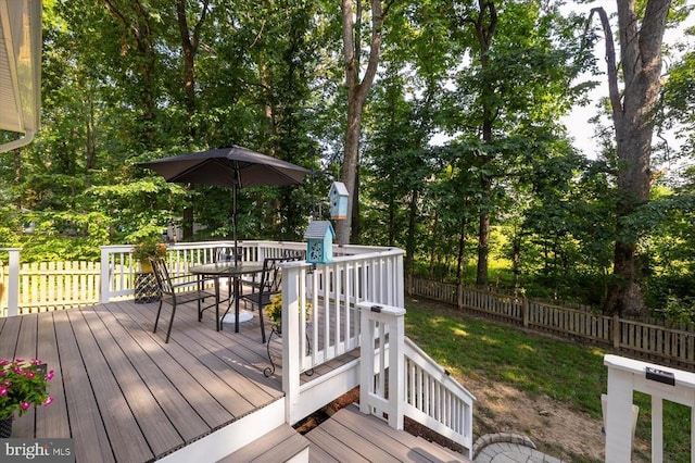 4924 Queensbury Cir, Fredericksburg, VA 22408 - wooden deck with outdoor dining area and view of scattered trees