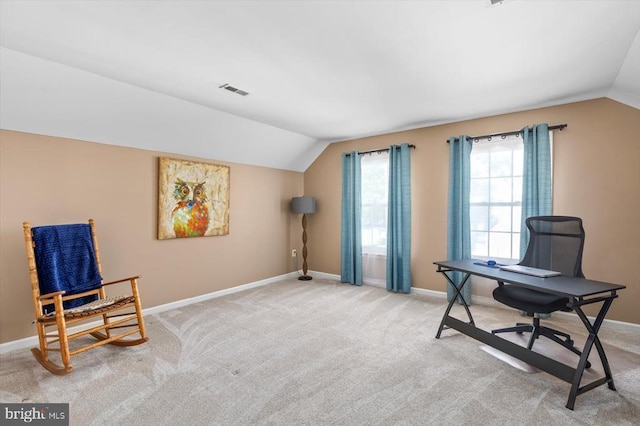 4924 Queensbury Cir, Fredericksburg, VA 22408 - office area with vaulted ceiling and light colored carpet