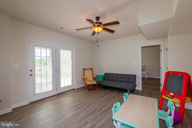 7204 Morris Rd, Spotsylvania, VA 22551 - rec room with wood finished floors, ceiling fan, and baseboards