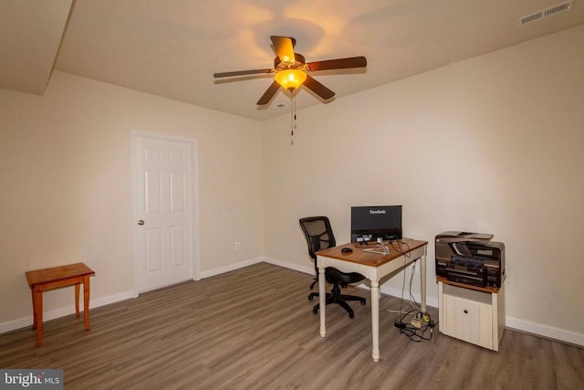 7204 Morris Rd, Spotsylvania, VA 22551 - office space featuring wood finished floors, ceiling fan, and baseboards
