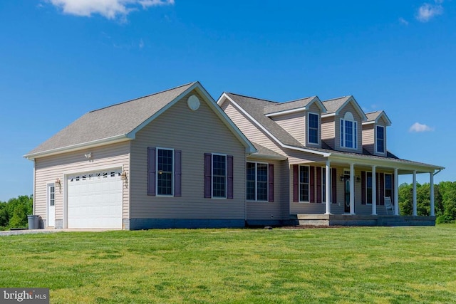 7204 Morris Rd, Spotsylvania, VA 22551 - view of front of property featuring covered porch, a front lawn, a garage, and roof with shingles