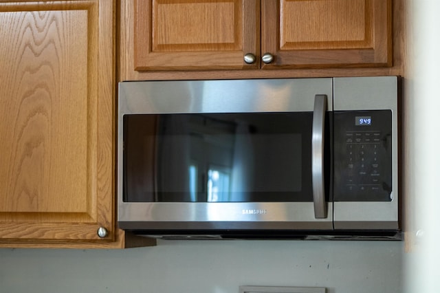 kitchen view of stainless steel microwave