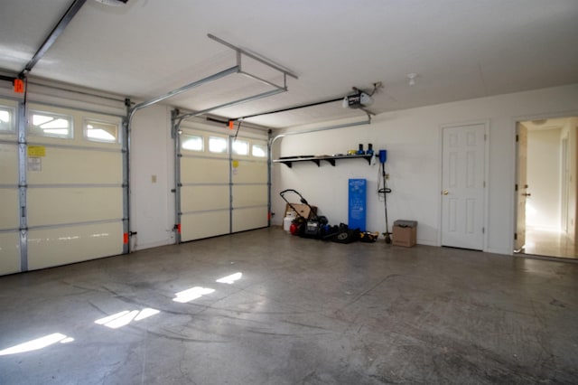 garage with a garage door opener
