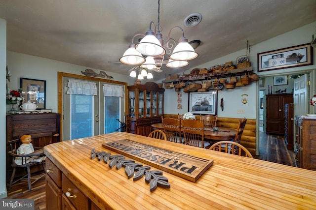 528 Ellis Dr, Luray, VA 22835 - dining room featuring dark wood-type flooring and a chandelier
