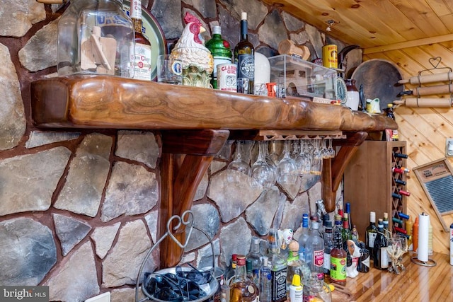 528 Ellis Dr, Luray, VA 22835 - bar area featuring wooden ceiling and wood walls