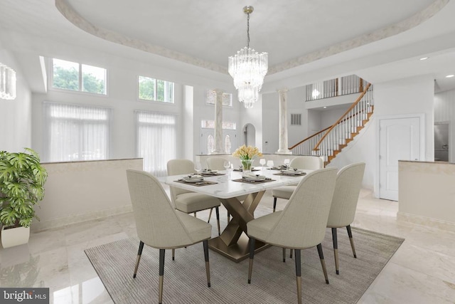 3714 Fairways Ct, Fredericksburg, VA 22408 - dining room with a chandelier, recessed lighting, and stairway