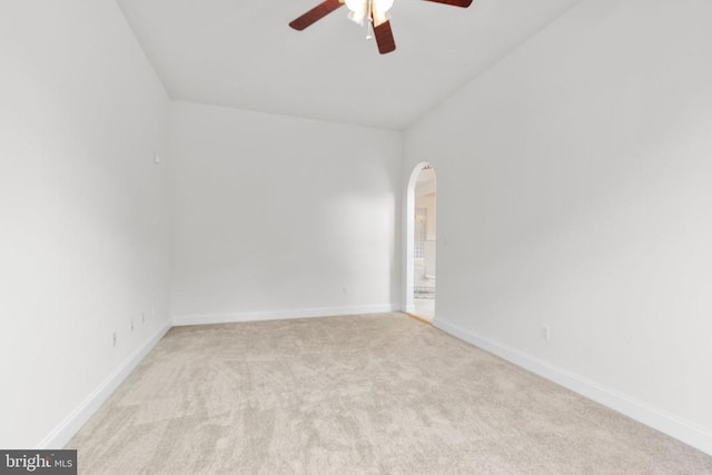 3714 Fairways Ct, Fredericksburg, VA 22408 - unfurnished room with ceiling fan, arched walkways, and light carpet