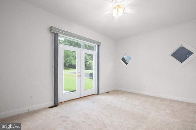 3714 Fairways Ct, Fredericksburg, VA 22408 - carpeted empty room featuring french doors and a ceiling fan