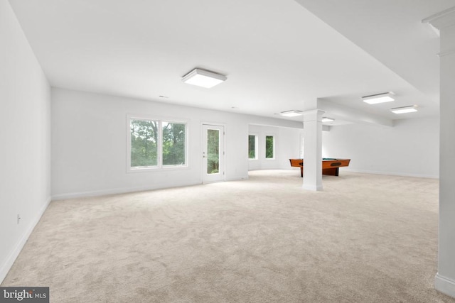 3714 Fairways Ct, Fredericksburg, VA 22408 - spare room with carpet flooring, ornate columns, and billiards table