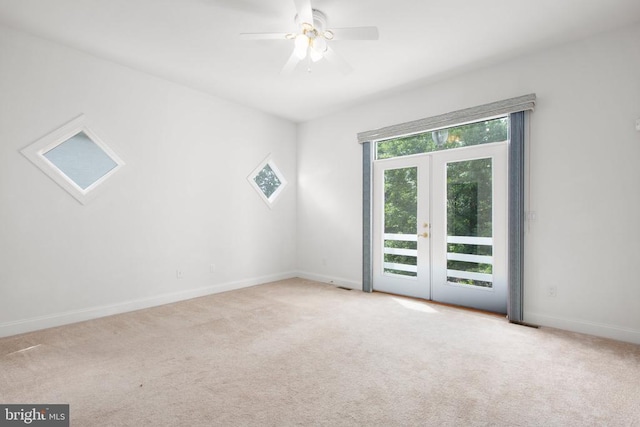 3714 Fairways Ct, Fredericksburg, VA 22408 - carpeted spare room featuring french doors and a ceiling fan