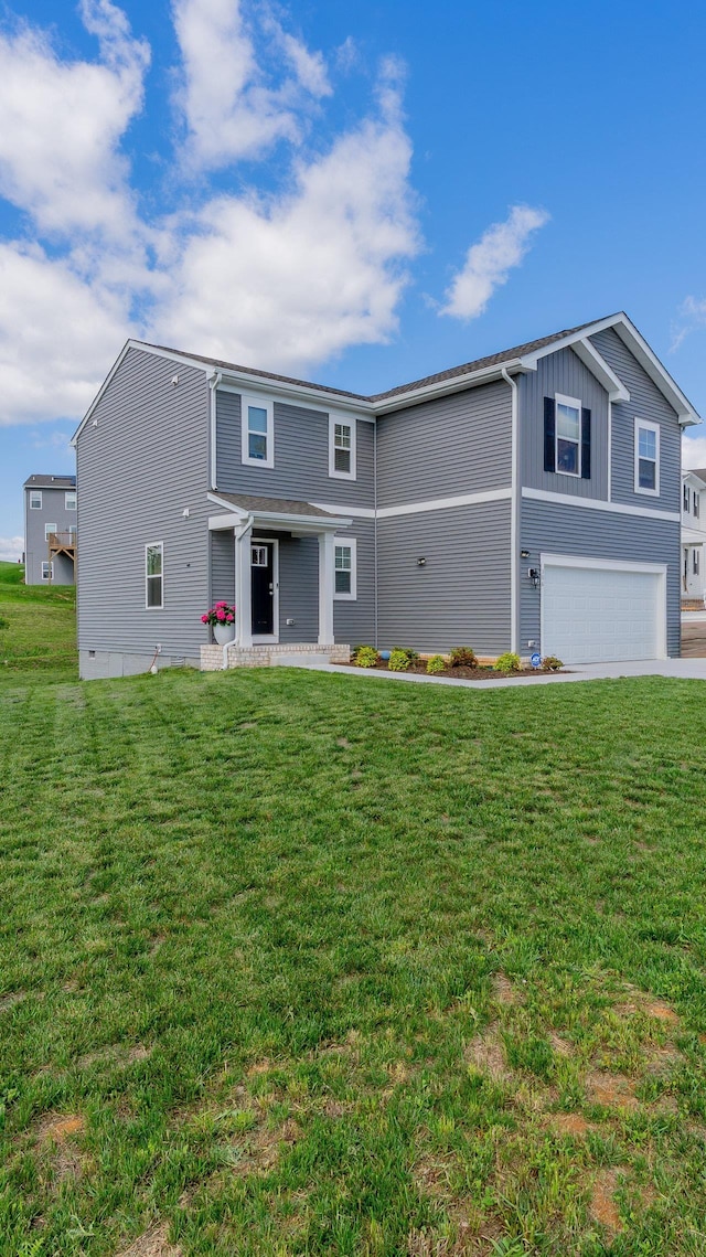 306 Coyote Run, Broadway, VA 22815 - view of front of home featuring an attached garage, a front lawn, and board and batten siding