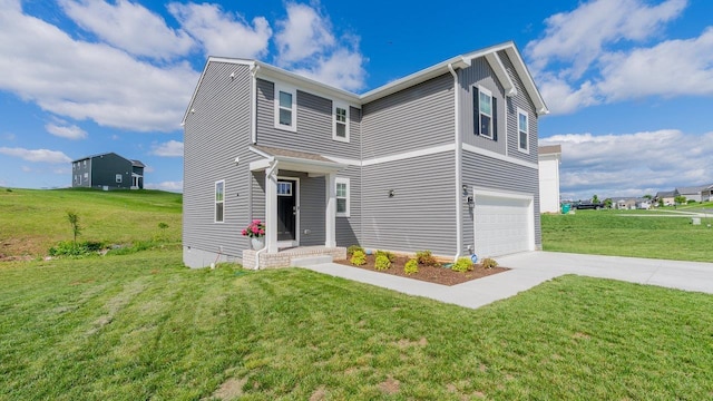 306 Coyote Run, Broadway, VA 22815 - view of front of property featuring driveway, a garage, and a front lawn