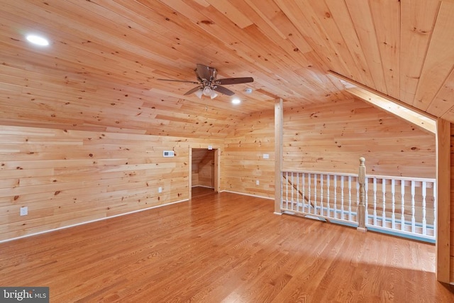 3910 Corbin Hall Ln, Fredericksburg, VA 22408 - bonus room with wood ceiling, lofted ceiling, a ceiling fan, wood finished floors, and wood walls