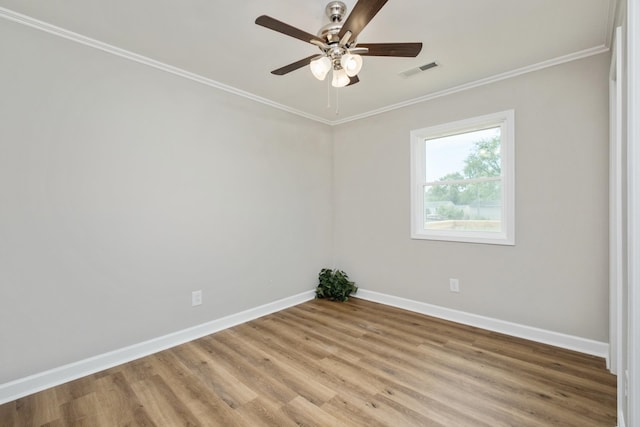 274 Dry Branch Rd, Churchville, VA 24421 - spare room with baseboards, ornamental molding, light wood finished floors, and a ceiling fan