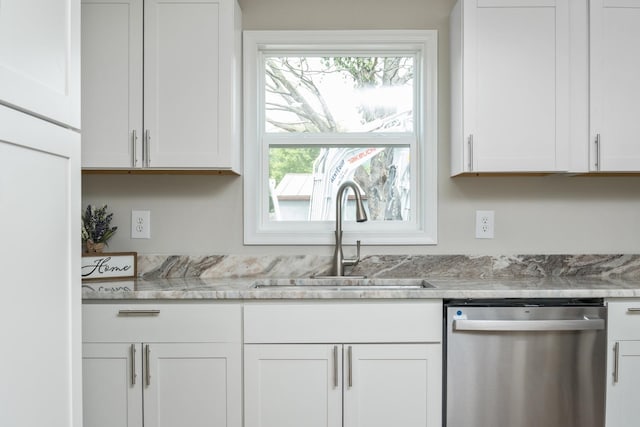 274 Dry Branch Rd, Churchville, VA 24421 - kitchen featuring dishwasher, a sink, white cabinets, and light countertops