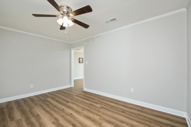 274 Dry Branch Rd, Churchville, VA 24421 - spare room featuring baseboards, crown molding, wood finished floors, and ceiling fan