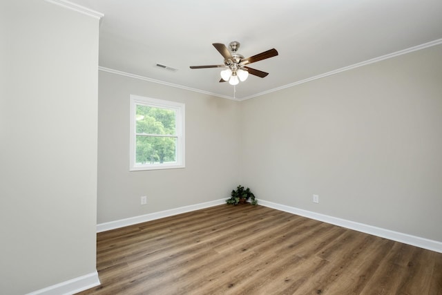 274 Dry Branch Rd, Churchville, VA 24421 - spare room with baseboards, a ceiling fan, wood finished floors, and crown molding