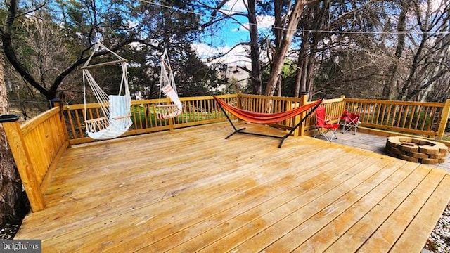 6603 Farmstead Ln, Fredericksburg, VA 22407 - wooden deck with a fire pit