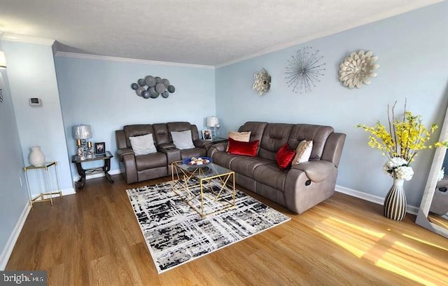 6603 Farmstead Ln, Fredericksburg, VA 22407 - living area featuring wood finished floors, baseboards, and crown molding