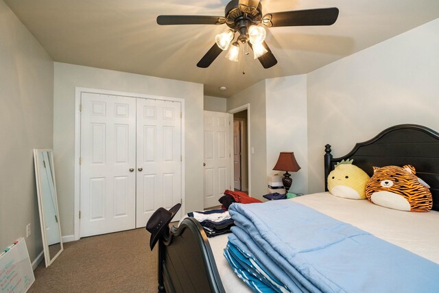 2754 Maple Ave, Buena Vista, VA 24416 - carpeted bedroom with a closet, a ceiling fan, and baseboards