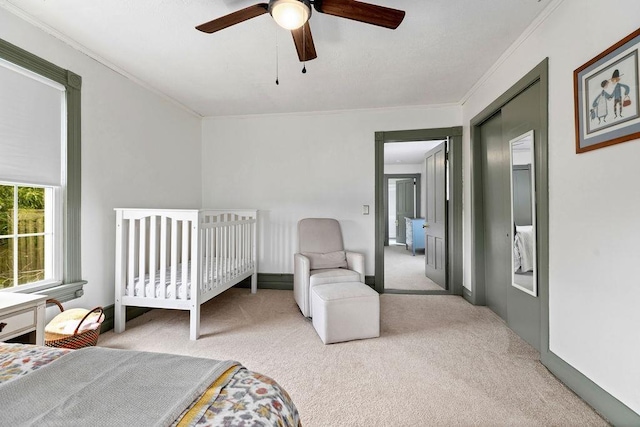 757 Entry School Rd, Waynesboro, VA 22980 - bedroom featuring carpet, ornamental molding, and ceiling fan
