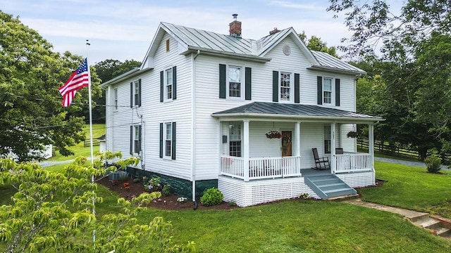 757 Entry School Rd, Waynesboro, VA 22980 - view of front of property featuring a standing seam roof, a porch, and a metal roof