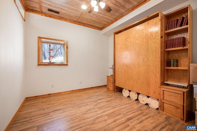 6696 Highlander Way, Crozet, VA 22932 - unfurnished bedroom featuring wood ceiling, light wood-type flooring, and baseboards